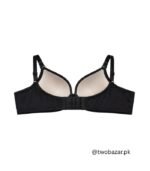 Black Foam Padded Bra with Lace Trim