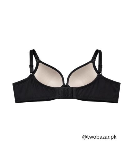Black Foam Padded Bra with Lace Trim