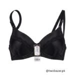 Black Foam Padded Bra with Lace Trim