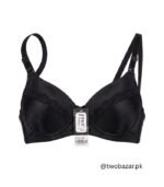 Black Foam Padded Bra with Lace Trim