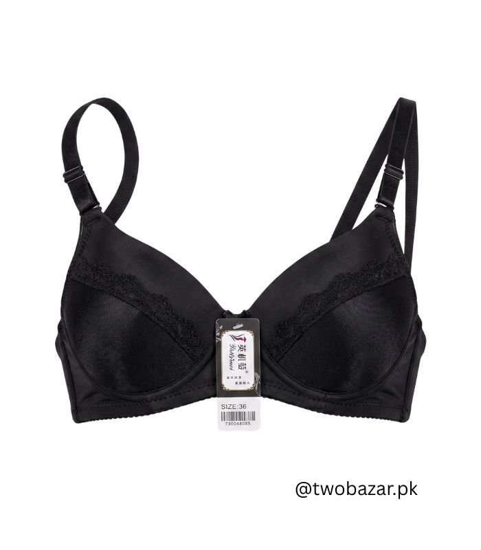 Black Foam Padded Bra with Lace Trim Black Foam Padded Bra with Lace Trim