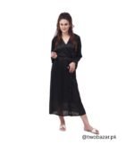 Black Ladies Silk Nightgowns with Robe Set