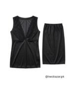 Black Ladies Silk Nightgowns with Robe Set