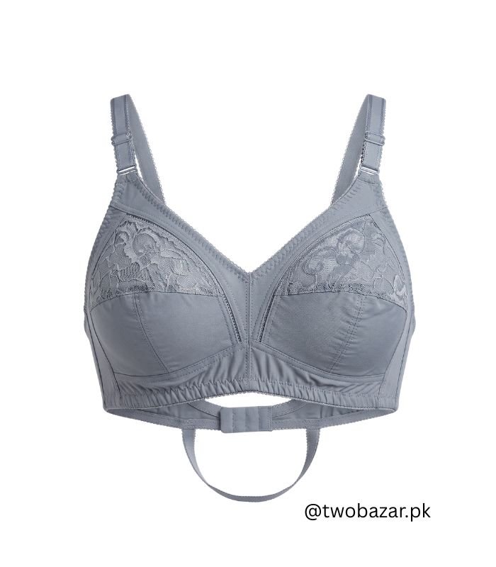 Grey Lace Non Padded Full Coverage Bra