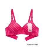Women Pink Striped Foam Padded Bra