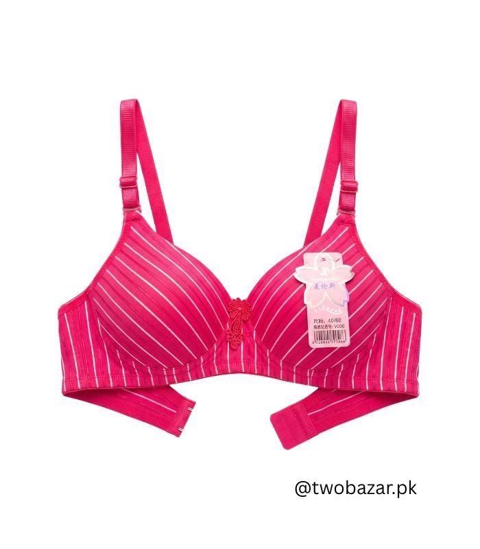 Women Pink Striped Foam Padded Bra Women Pink Striped Foam Padded Bra