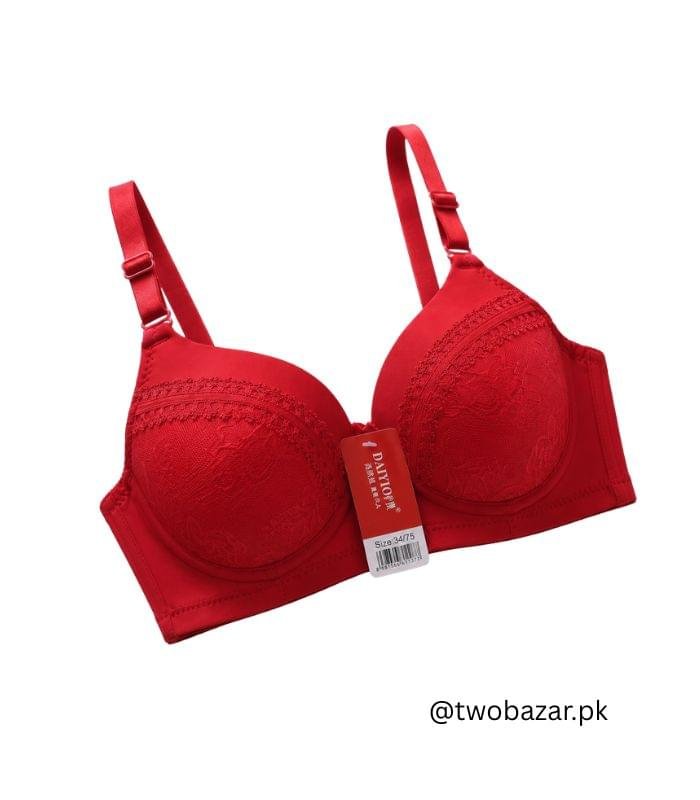 Women Red Lace Padded Bra