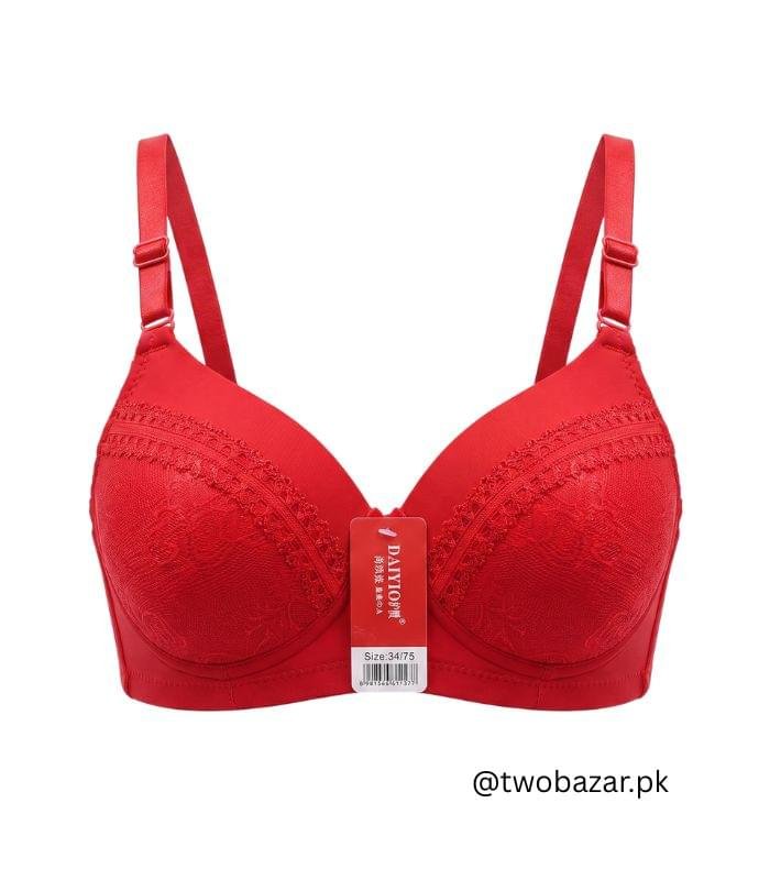Women Red Lace Padded Bra